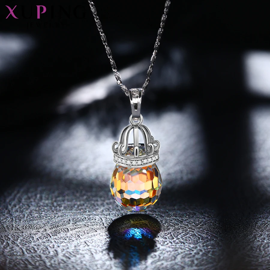 Мода Xuping романтические ювелирные изделия Кристаллы от Swarovski простой элегантный ожерелье вечерние темпераментные Подарки для женщин S161-40495