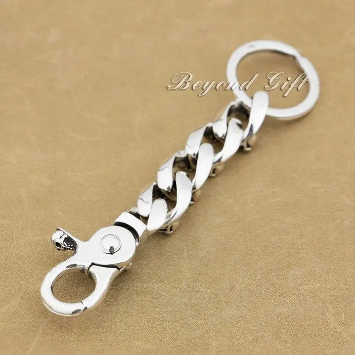 Мужской брелок с черепом в стиле панк из стерлингового серебра 925 пробы|keyring