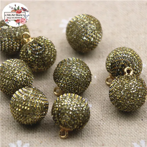 gold 20pcs 20 шт блестящая ткань, покрытая разноцветными круглыми шариками, подвески-пуговицы для дома, сада, ремесла, кабошон, скрапбукинг, сделай сам, 15 мм - Цвет: gold 20pcs