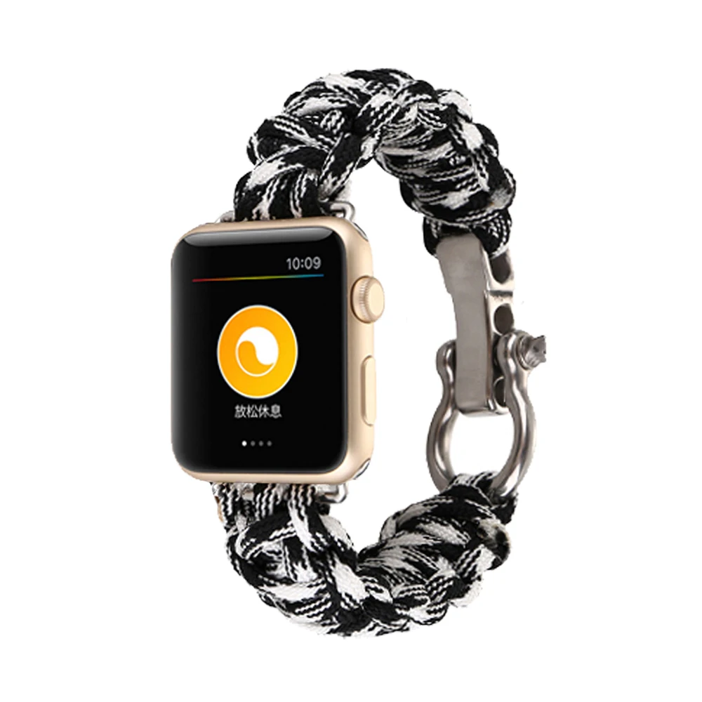 Плетеной верёвкой нейлоновый ремешок для наручных часов Apple Watch 42 мм 38 Версия 44 40