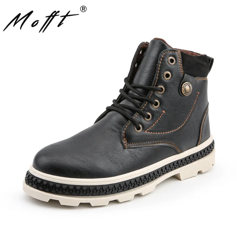 Men Ankle Boots Leather Winter Short Plush Youth Round Toe High Top for Black Brown Grey Shoes Male Hard Wearing | Обувь