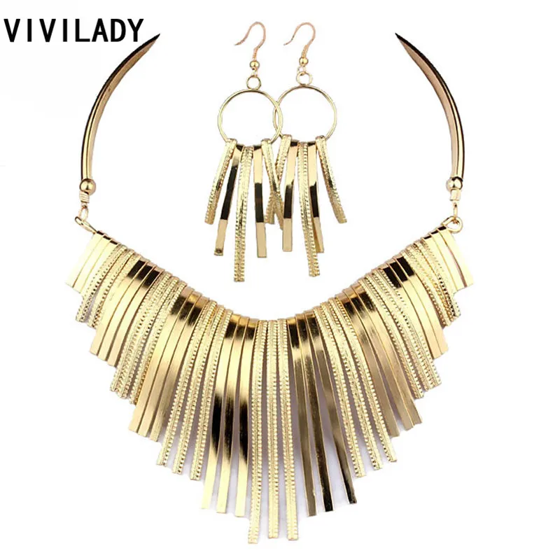 VIVILADY воротник Металлические Ювелирные наборы для женщин массивные Ожерелья