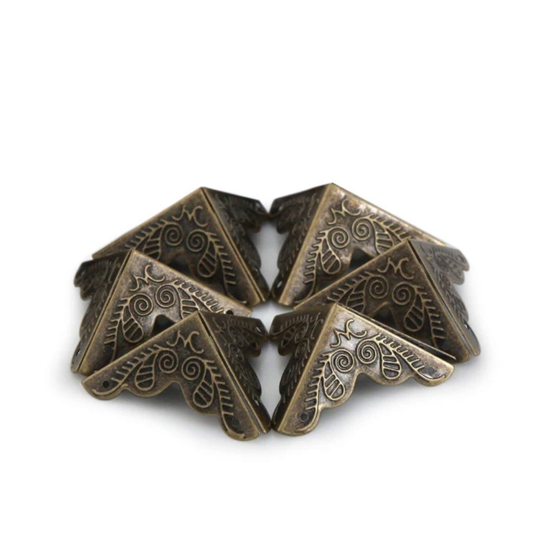 30 шт. углы ящика для мебели Декор треугольной резной ротанг 3.6x1.9cm бронза|Угловые