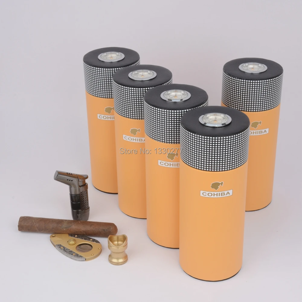 Держатель для сигары Cohiba кожаный портсигар с кедровым деревом шпон классический стиль портативная Сигара коробка подходит для 7 Cuba сигар до 54 колец
