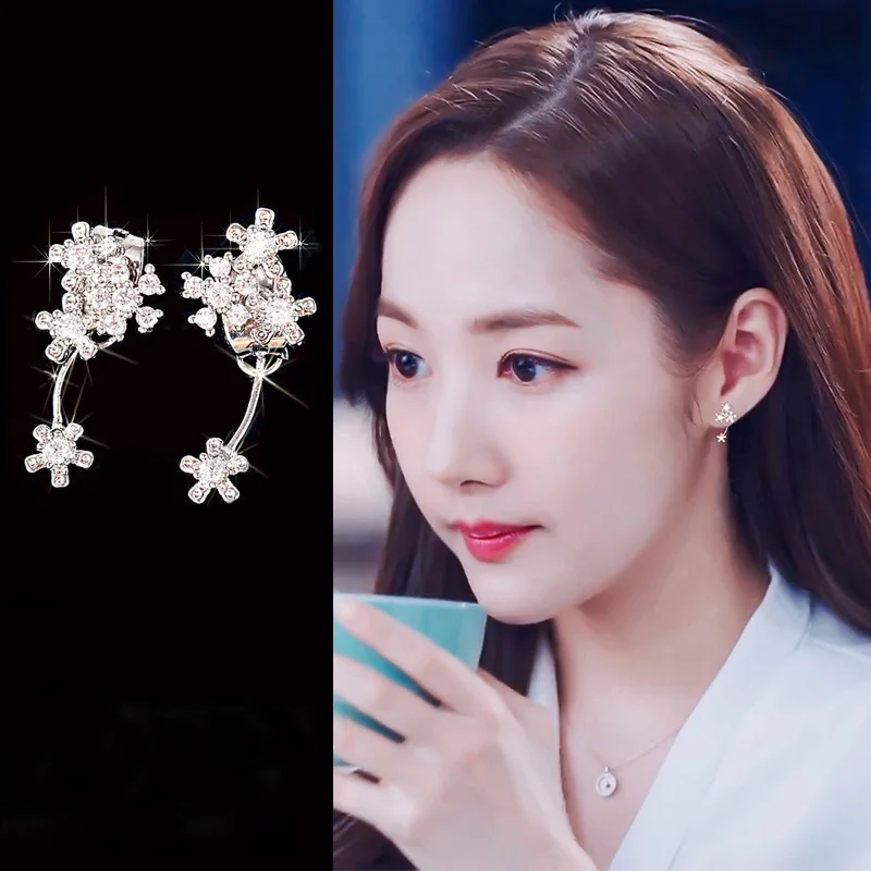 Лидер продаж корейские серьги гвоздики в виде цветка с цирконом и звездой