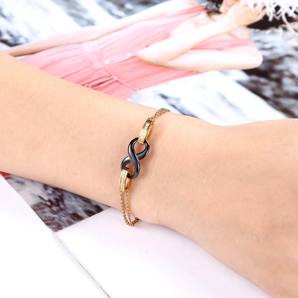 Новые Классические модные браслеты из нержавеющей стали с кристаллами