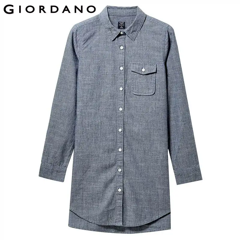 Giordano .женская хлопковая рубашка платье с длинными рукавами данная модель имеет