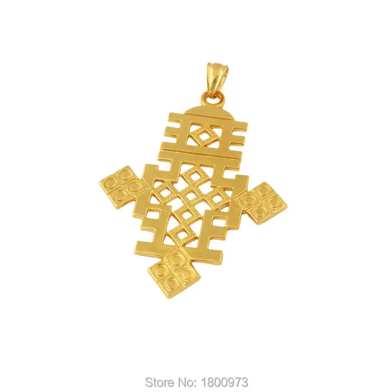 Ethiopian Cross Big Pendant18k Gold Filled Plated Chain Necklace Ethiopia Item Jewelry African Women Men | Украшения и аксессуары