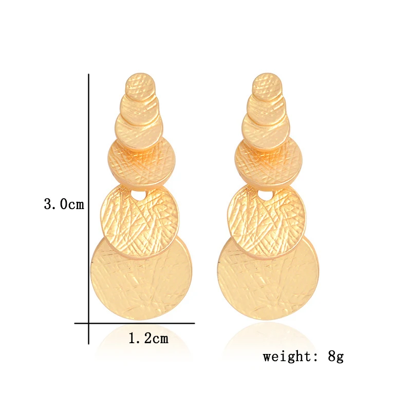 Многослойные металлические круглые вафельные серьги простые золотые гвоздики