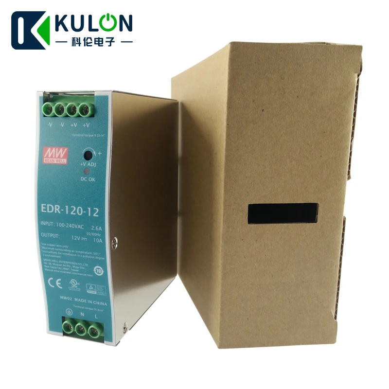 Meanwell Однофазный AC/DC 120W 12V 10A натуральная EDR-120-12 промышленные на din-рейку Питание