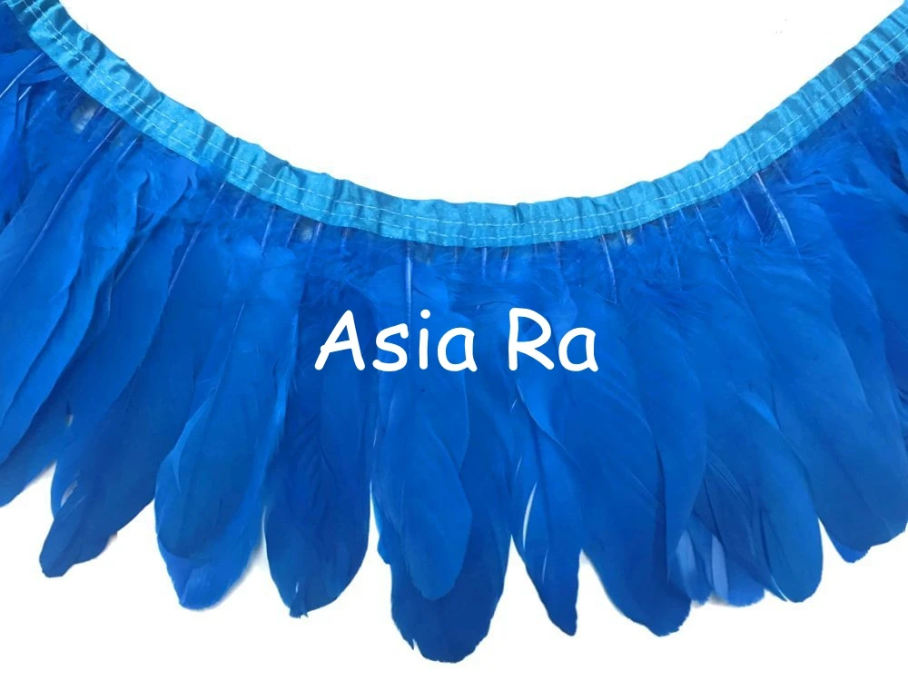 Бирюзовые синие гусиные перья 2 м/лот крашеные перьевые ленты/15-20 бахромы | Хобби и