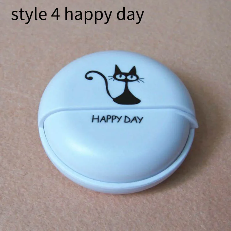style 4 happy day Кабели для передачи данных, чехлы для хранения, милые Мультяшные наушники, Проволочная коробка, круглая Вращающаяся крышка, пластиковая портативная монета для наушников, контейнер, 1 шт - Цвет: style 4 happy day
