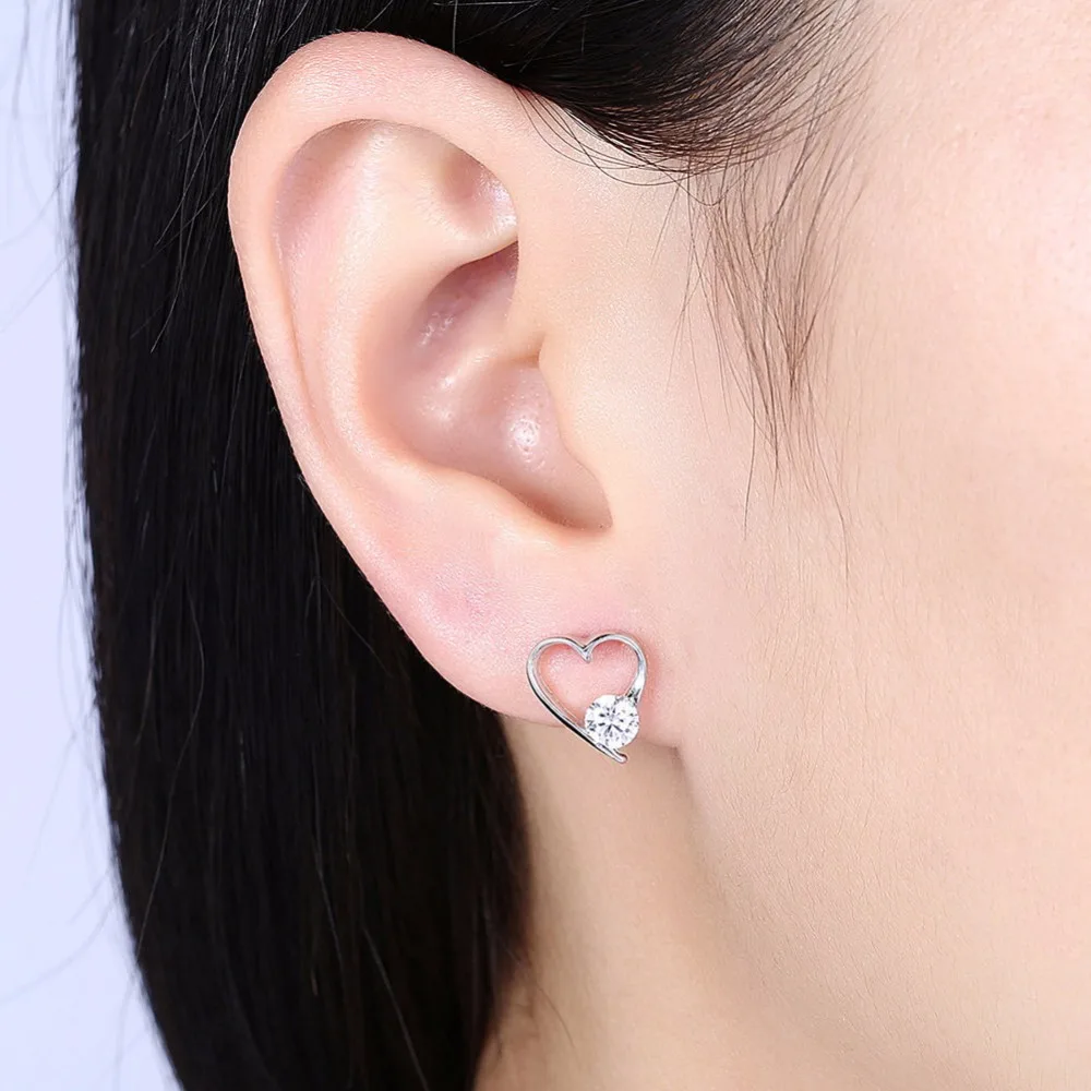 Лидер продаж 925 пробы серебряные серьги сердце кубический циркон для Для женщин