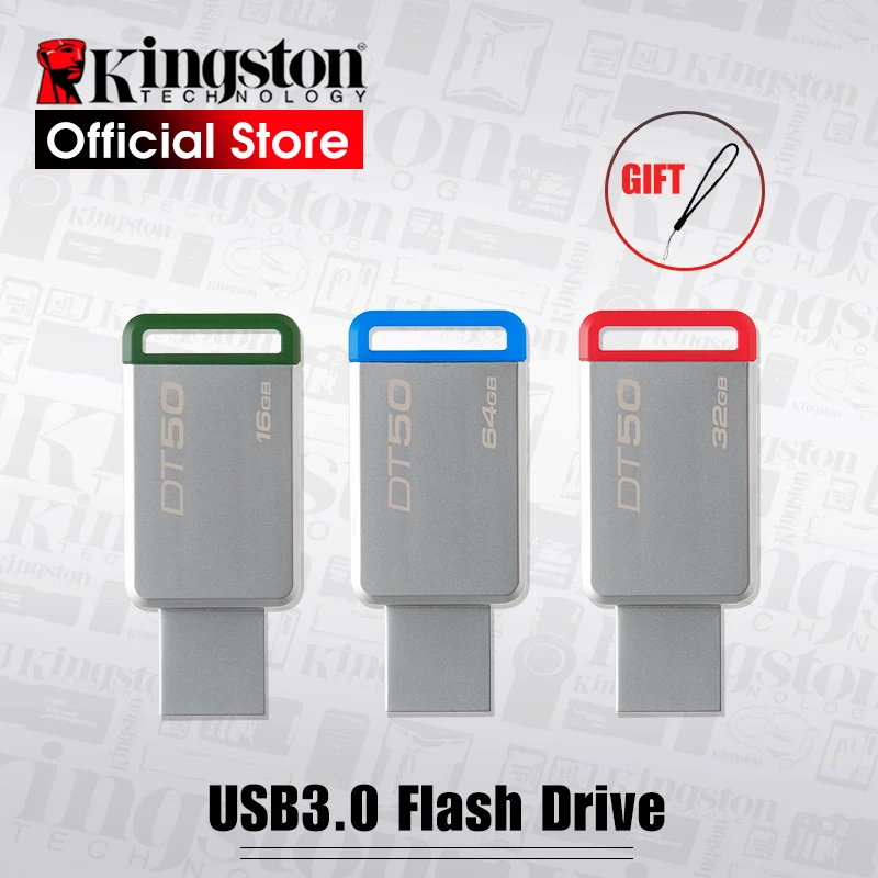 Kingston Digital DT50 USB 3 0 флэш накопитель 16 Гб Pendrive 128 ГБ 32 64 металлические 8 памяти U Stick|flash