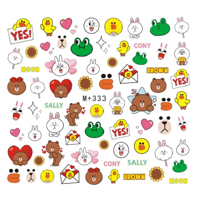 Nails Art sticker Переводные картинки коричневый медведь Кони Салли Мун Harajuku Fantacy наклейки для ногтей украшения
