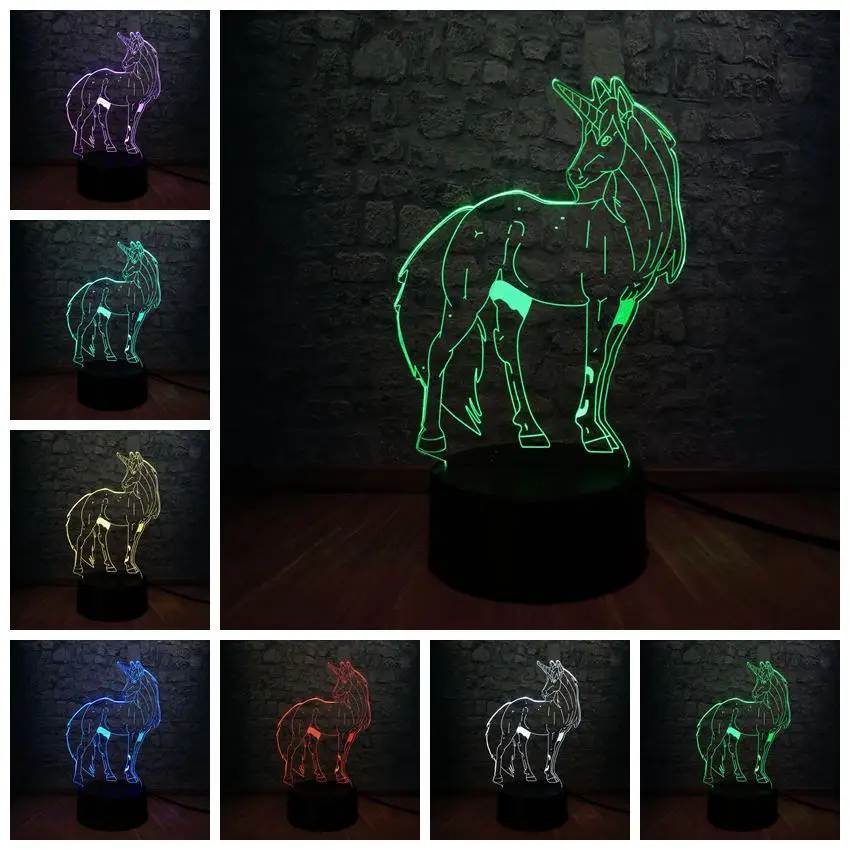 Новинка 3D светодиодный настольный светильник Pentium horse 7 смена Цветов RGB электрический ночной Светильник реквизит Gadgt подарок животное дети Декор из игрушек лампа лава