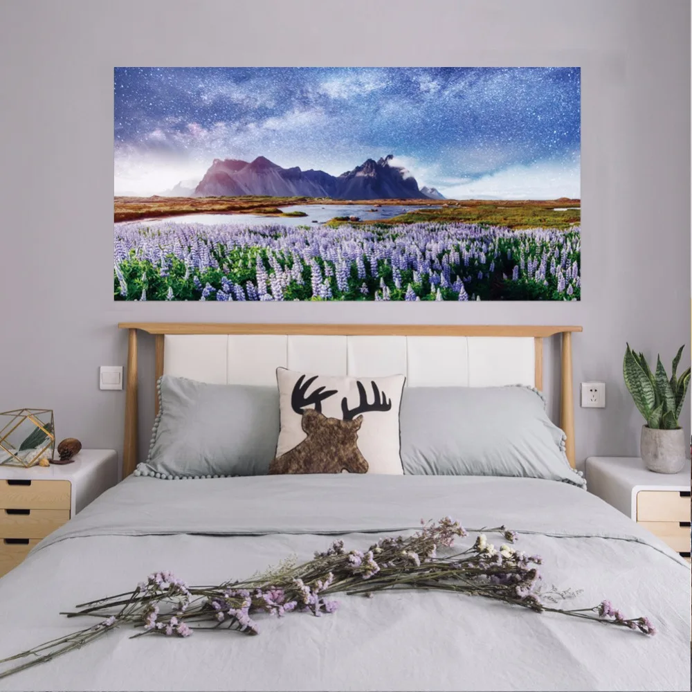 Фиолетовые Лавандовые розовые вишневые деревья Снежный Горный пейзаж настенные