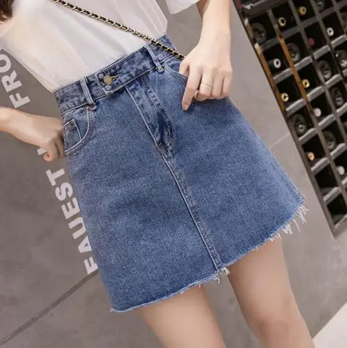 Женские джинсовые юбки летняя джинсовая юбка с завышенной талией модная