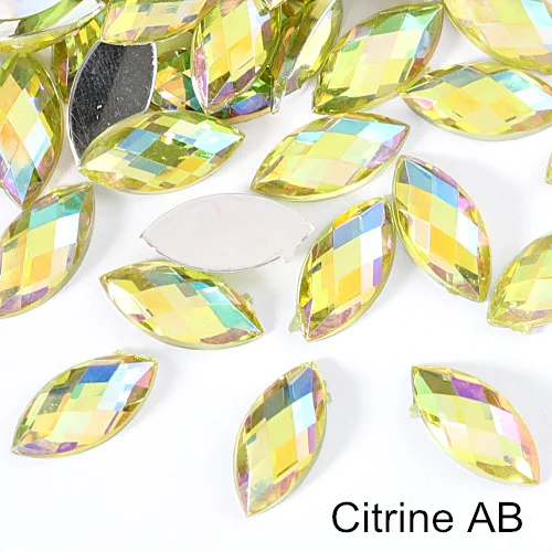 Citrine AB 26 цветов, 100 шт, цветные акриловые Стразы без горячей фиксации, стразы в форме конского глаза с плоской обратной стороной, клей на камни для одежды, ногтей B1169 - Цвет: Citrine AB
