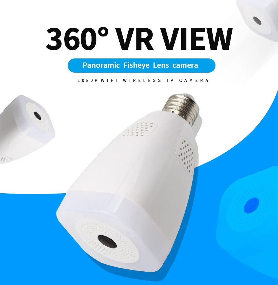 HD E27 ламповый светильник рыбий глаз умный беспроводной WiFi IP 360 градусов панорамный VR 1.3MP/2MP/3MP камера ночного видения Скрытая безопасность
