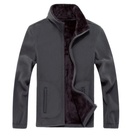 Горные 6XL 8XL мужские флисовые повседневные куртки s Софтшелл мужская теплая толстовка термопальто однотонная утолщенная брендовая одежда SA041 - Цвет: Gray