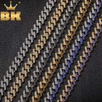 the bling king fashion iced prong cuban link chains necklaces 15mm mutil colored blueblack rhinestones hiphop jewelry mens