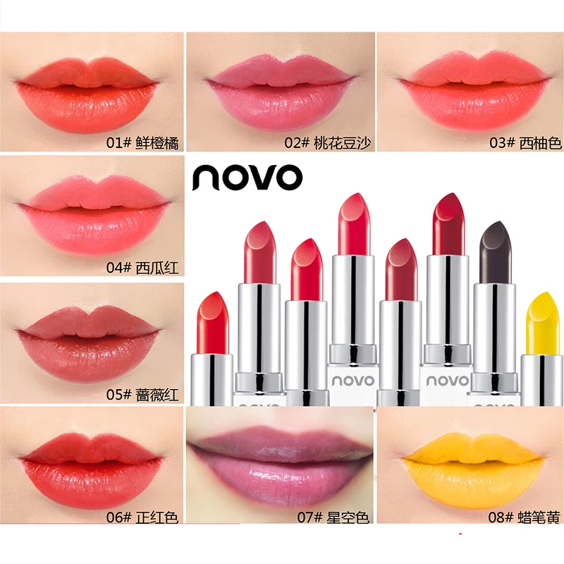 Novo 8 расцветок матовая помада длительный увлажняющий шелковистой Nude Lip Stick макияж