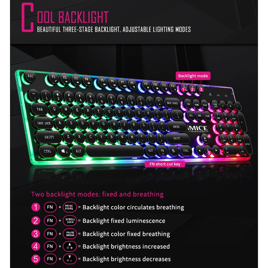 Игровая клавиатура iMice с подсветкой игровая RGB Gamer для компьютера ПК ноутбука