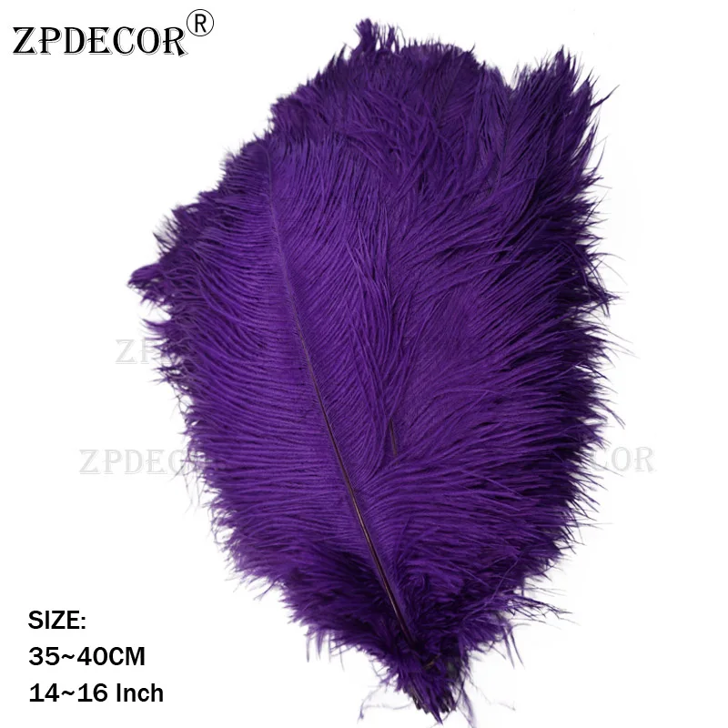 Фиолетовый ZPDECOR страусиные перья 35-40 см для рукоделия, товары для свадебной вечеринки, карнавальные украшения для танцоров - Цвет: Фиолетовый