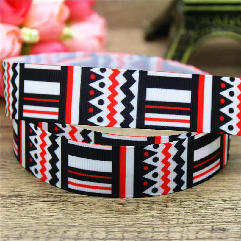 DHK 7/8'' Free Shipping Geometrical Plaid Printed Grosgrain Ribbon Accessory Material Headwear DIY Decoration 22mm S743 | Дом и сад