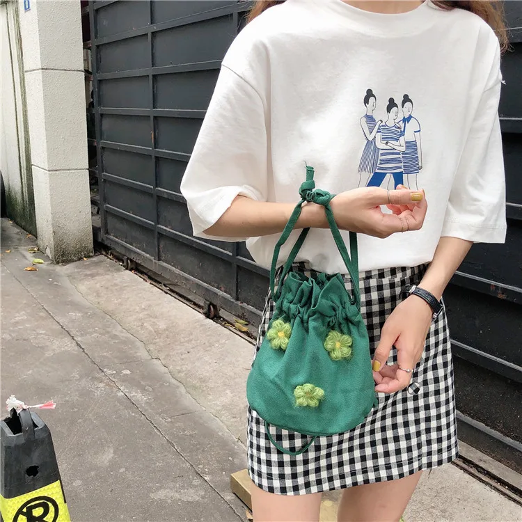 Детские однотонные сумки на плечо холщовая сумка мессенджер с цветами для