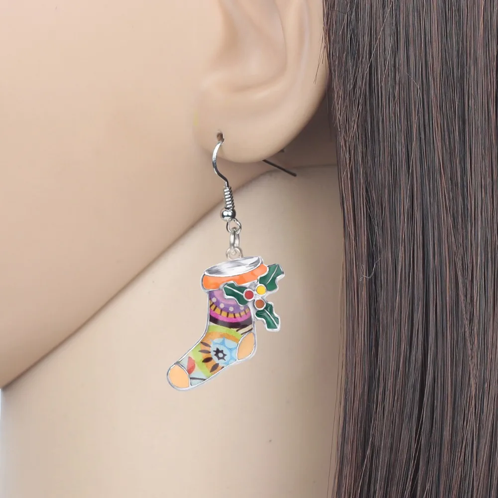 Bonsny эмалированные рождественские носки из сплава Подарочная коробка Ювелирные