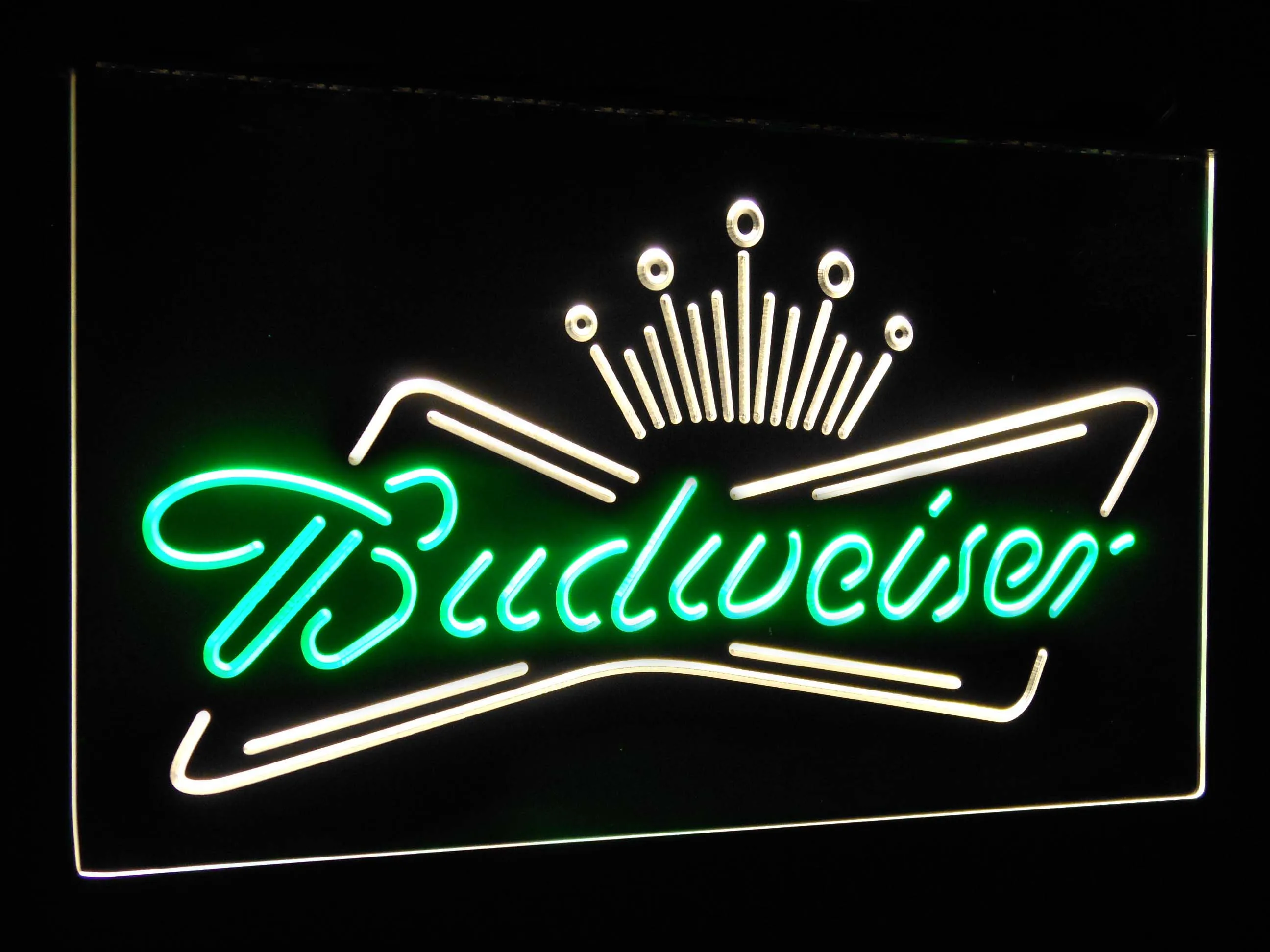 Budweiser King пивной бар украшения подарок двойной цвет светодиодный неоновый светильник вывески st6-a2005 - Цвет: Green and Yellow