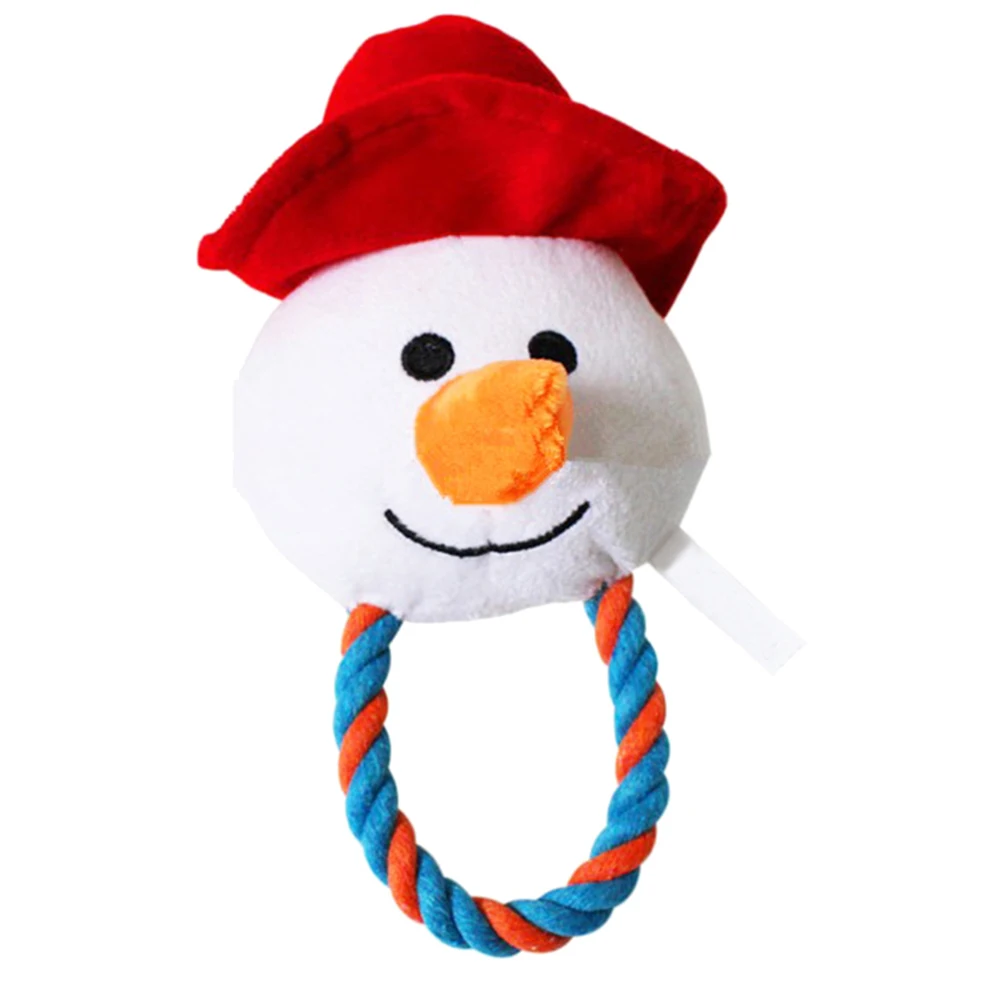Snowman Рождественские плюшевые игрушки для домашних животных, игрушки для чистки зубов с эхолотом Санта Клауса, снеговика, пищащие жевательные игрушки для домашних животных, игрушки для собак, кошек - Цвет: Snowman