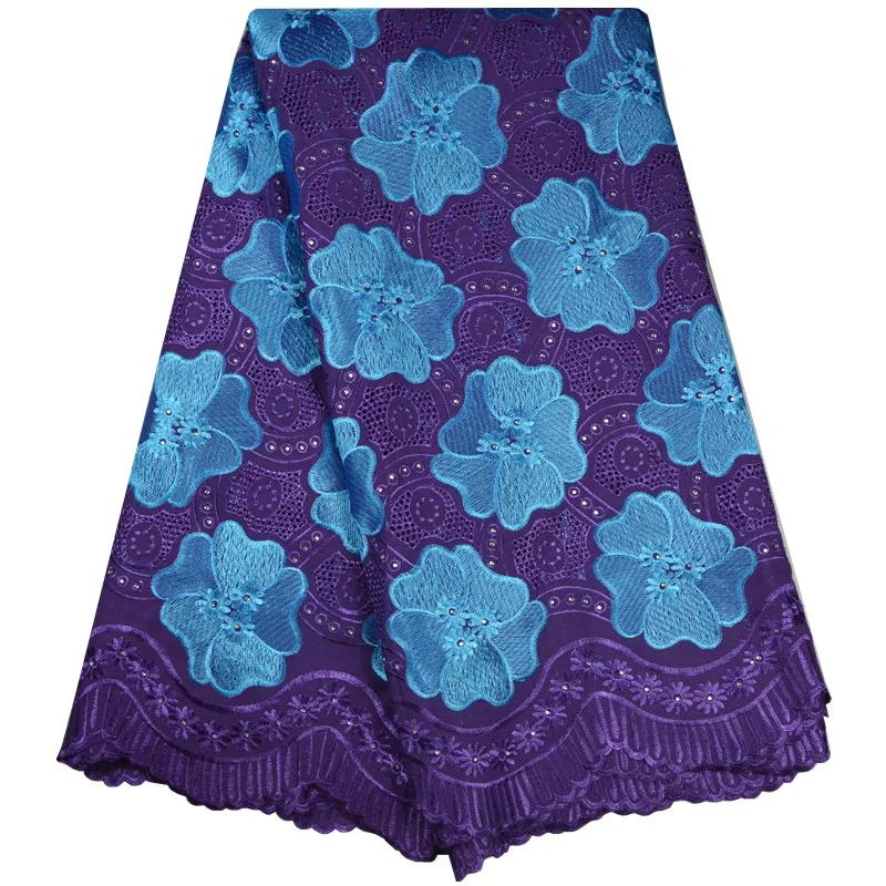 Ткань из натурального хлопка со стразами Африканский большой цветочный узор