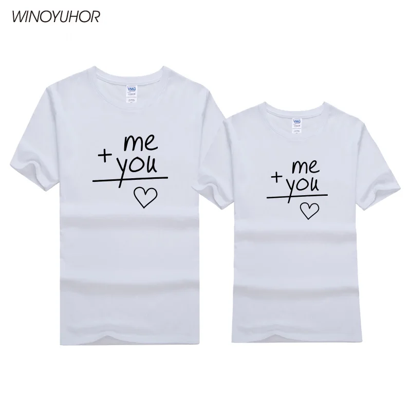 Me Plus You Equals Love Funny Printed T Shirt Women Summer Fashion Couples T-shirts Valentine's Day Gifts Tops Tee Cotton