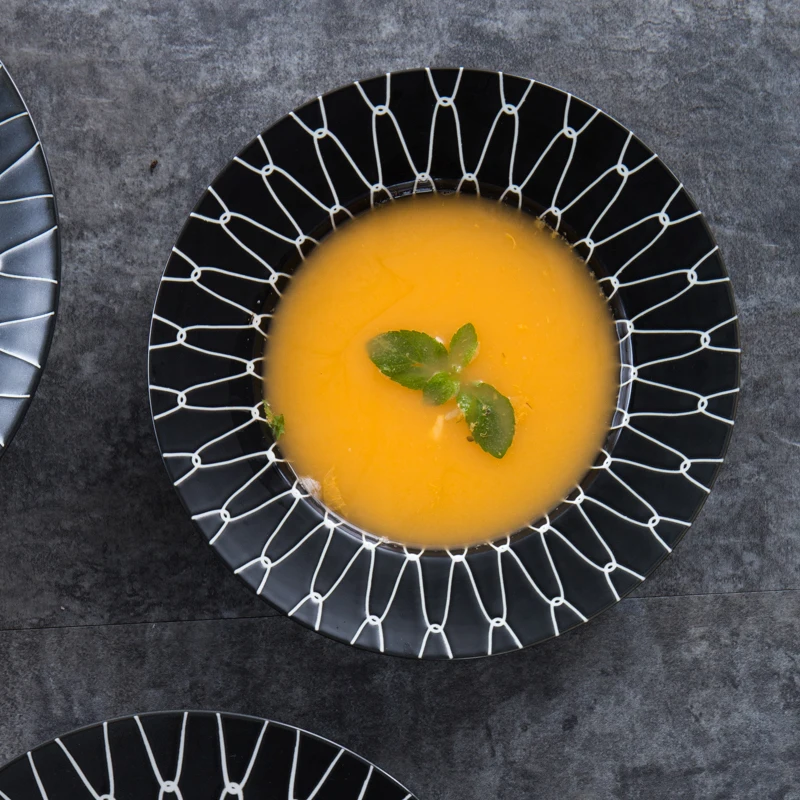 

Nordic Plate Household Ceramic Creative Western Straw Hat Plate Breakfast Plate Spaghetti Plate