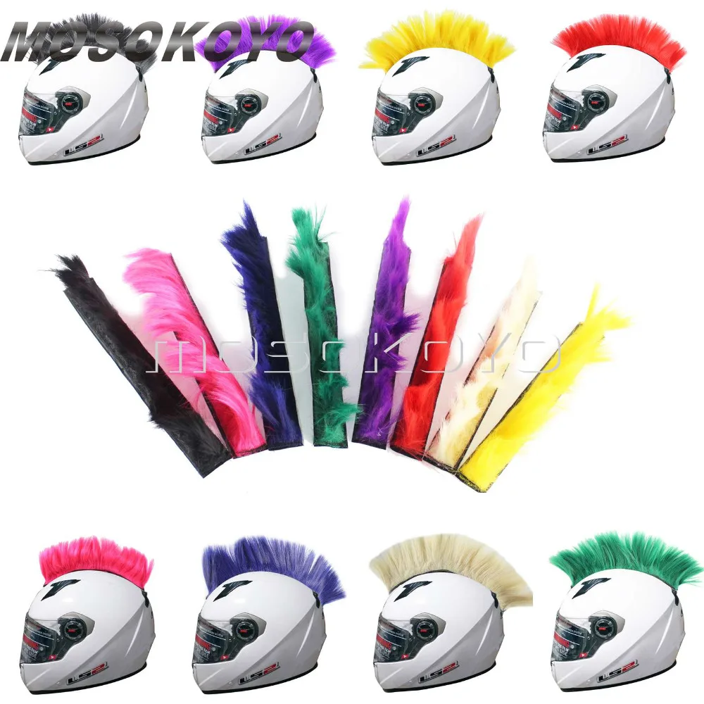 

Colorful Helmet Mohawk Outdoor Riding Cap Helmet Decoration Ski Snowboard Paintball Helmets Hair Attached Feathers Black Red