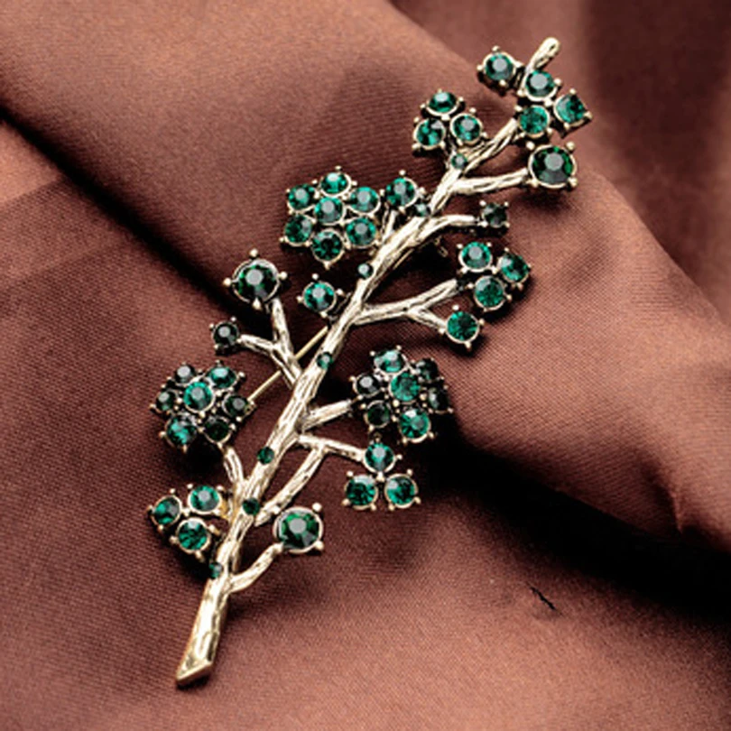 Винтаж Кристалл ветви деревьев большой брошь Шпильки Для женщин Свадебная
