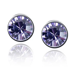 Malanda круглый кристалл от Swarovski Мода пирсинг Серьги-гвоздики для Для женщин Девушка подарок свадебный Серьги Jewelry 11 цветов - Окраска металла: Tanzanite