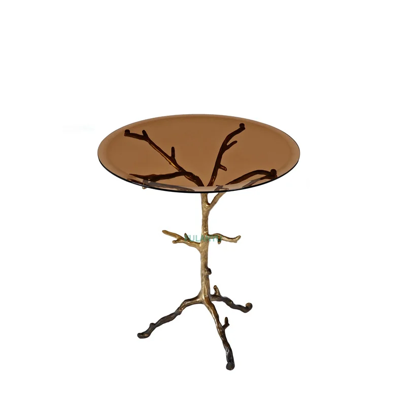 Antique copper glass coffee table vintage fashion style | Мебель