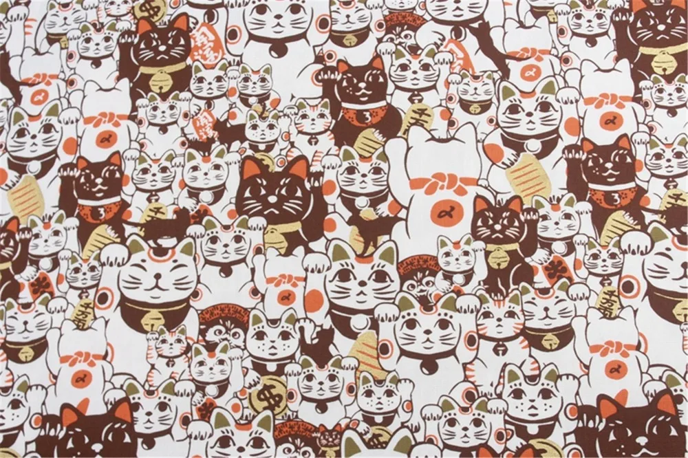 Оригинальный дизайн 4 вида цветов японский металлик золото Maneki Neko Fortune Cat хлопок