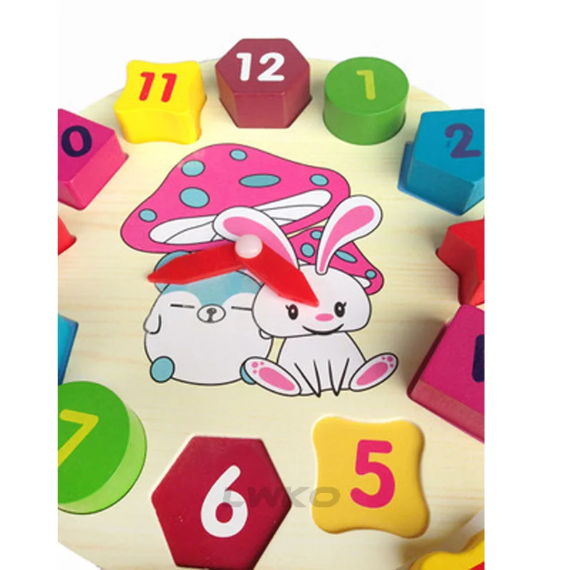 1 шт. новые детские деревянные Мультяшные часы кролика Обучающие блоки Пазлы