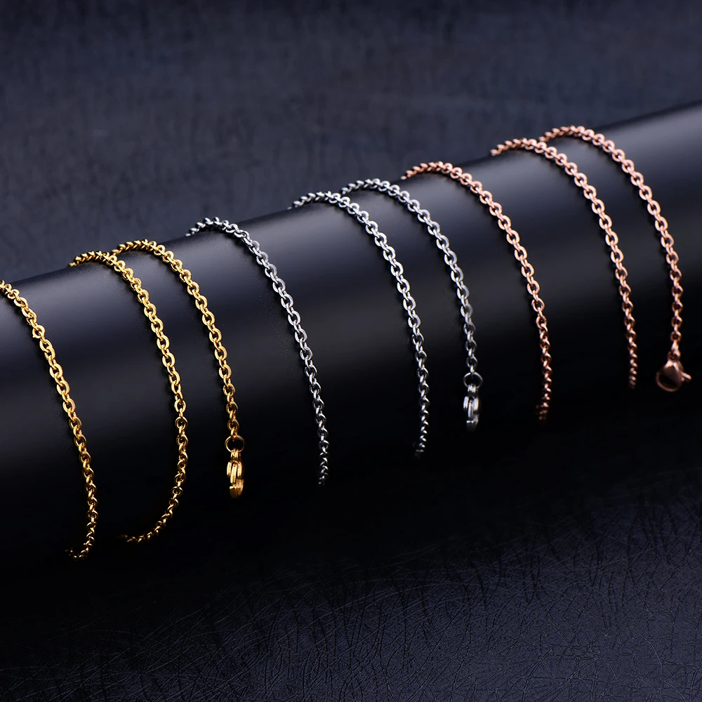 Ожерелье-цепочка из нержавеющей стали Серебряное золото розовое модное