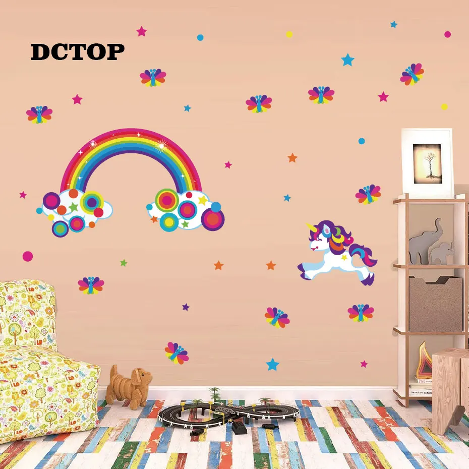 Милый единорог с радугой в парке аттракционов настенные наклейки декоративные