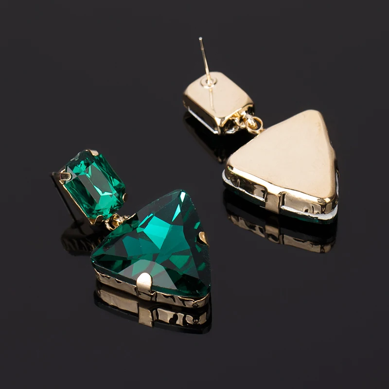 Женские серьги-подвески с кисточками треугольные стеклянные стразы большие