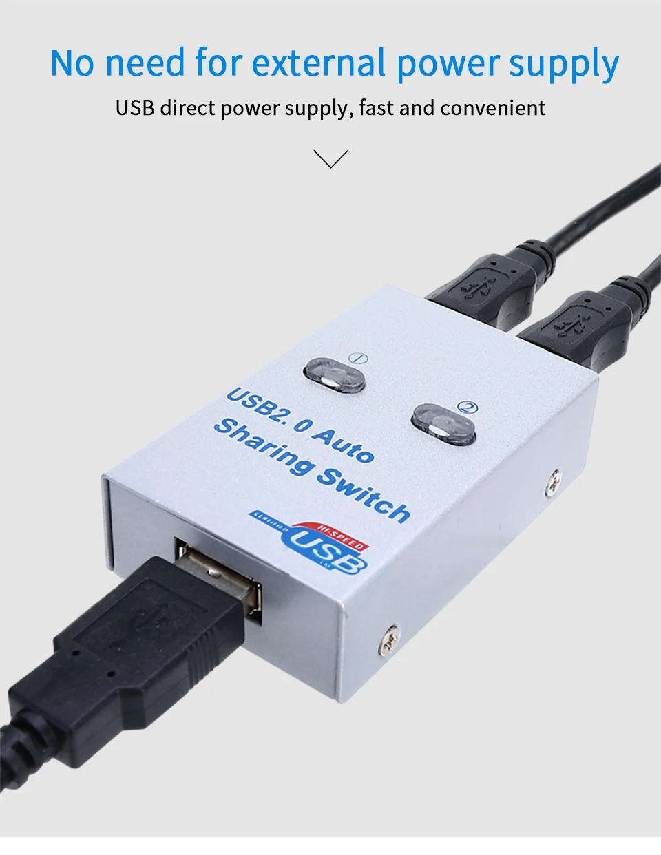 USB 2,0 сплиттер Автоматический Обмен переключатель для 2 ПК Компьютерные принтеры 2 порта кабель-концентратор 2 хоста поделиться одним принтером USB sharer