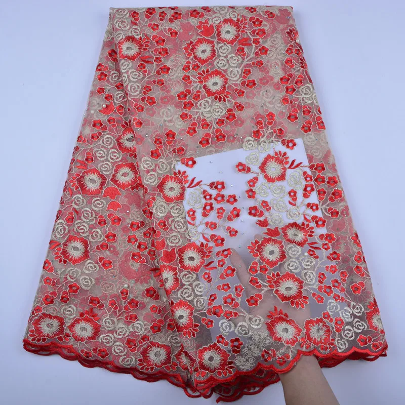 Кружевное фатиновое платье с вышивкой свадебное из Нигерии высокого качества