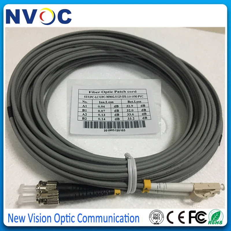 4 шт./лот ST/UPC-LC/UPC мм (62 5/125) DX 3 0 L: 10 м ПВХ бронированный двухъядерный патч-корд ST-LC OM1