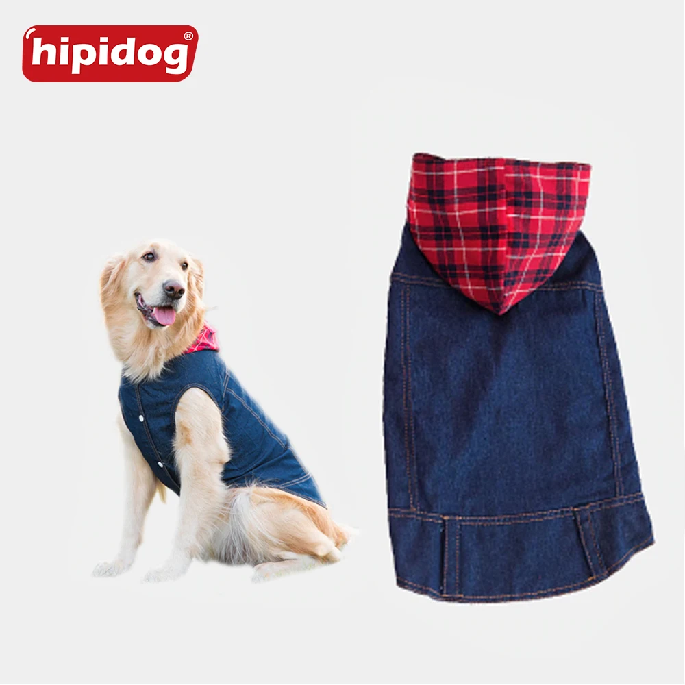 Hipidog большая собака Красная Черная Толстовка джинсовая куртка Собака пальто